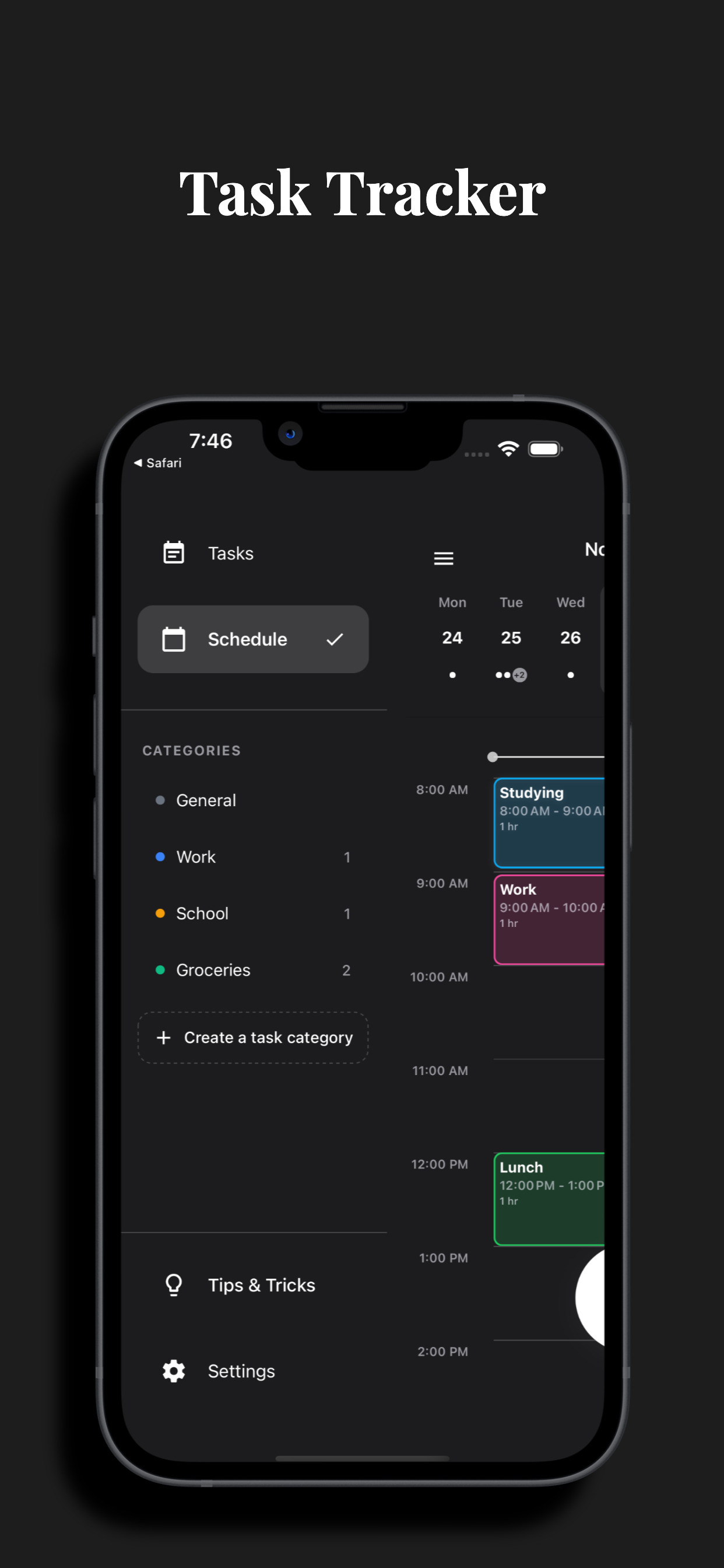 Task tracking and management dashboard in Saydo AI